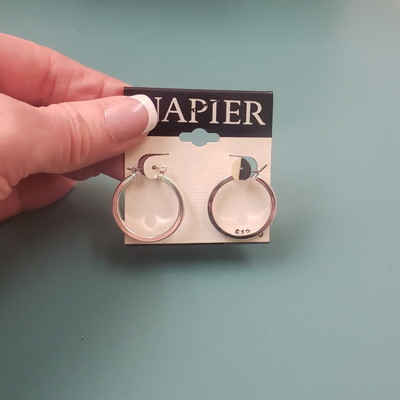 Napier, NWT, Silver latch back hoop pierced fashion earrings - Picture 3 of 11